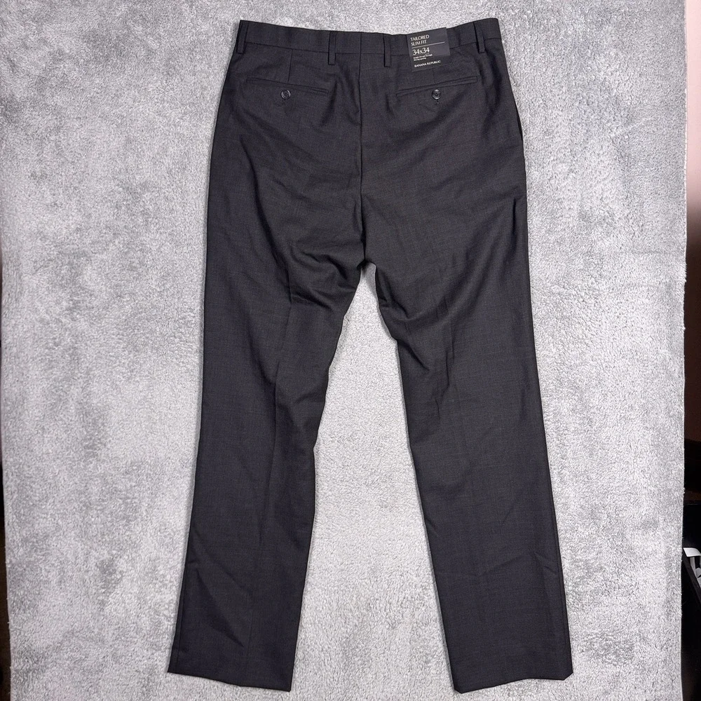 Banana Republic Pants Mens 34x34 100% Wool Charcoal Tailored Slim Fit Trousers